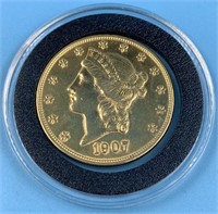 US $20 gold piece in unc. Condition, nicest one we