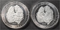 (2) 1.25 OZ .999 SILVER 2019 CANADIAN BISON ROUNDS