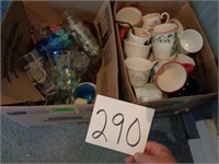 Two lots: cups, glasses