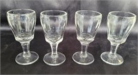 Pressed glass cordial glasses. 3½ins.