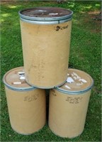 3 Fiberboard Barrels with locking lids