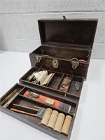 Vintage  Dovetail Tackle Box w Trays & Contents