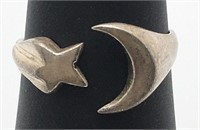 Sterling Silver Moon & Star Ring