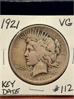 1921 Peace Dollar-VG Key Date