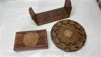 Carved wood ornament lot