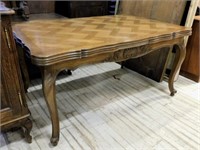 Louis XV Style Parquetry Top Oak Table.