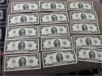(24) $2.00 bills with consecutive serial #'s