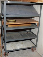 rolling metal shelf unit, 3'x 18"x 54.75"h