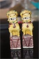 Pair of Antique Ceramic Foo Lions