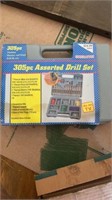 BOX WITH DRILL SET, SHORT EXTENSION CORD,