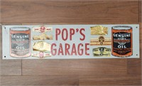 "Pop's Garage" Single Sided Tin Sign