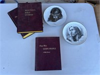 5 PC STUDY BIBLE BOOKS & JESUS PLATES