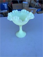 FENTON CUSTARD GLASS COMPOTE DISH 6 1/2" TALL