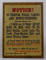 Notice! To Thieves, Thugs, Fakirs Wood Sign
