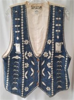 M Agapo Boho Embroidered Denim Look Vest