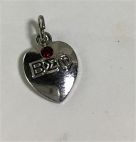 1969 Sorority Heart Charm With Red Stone