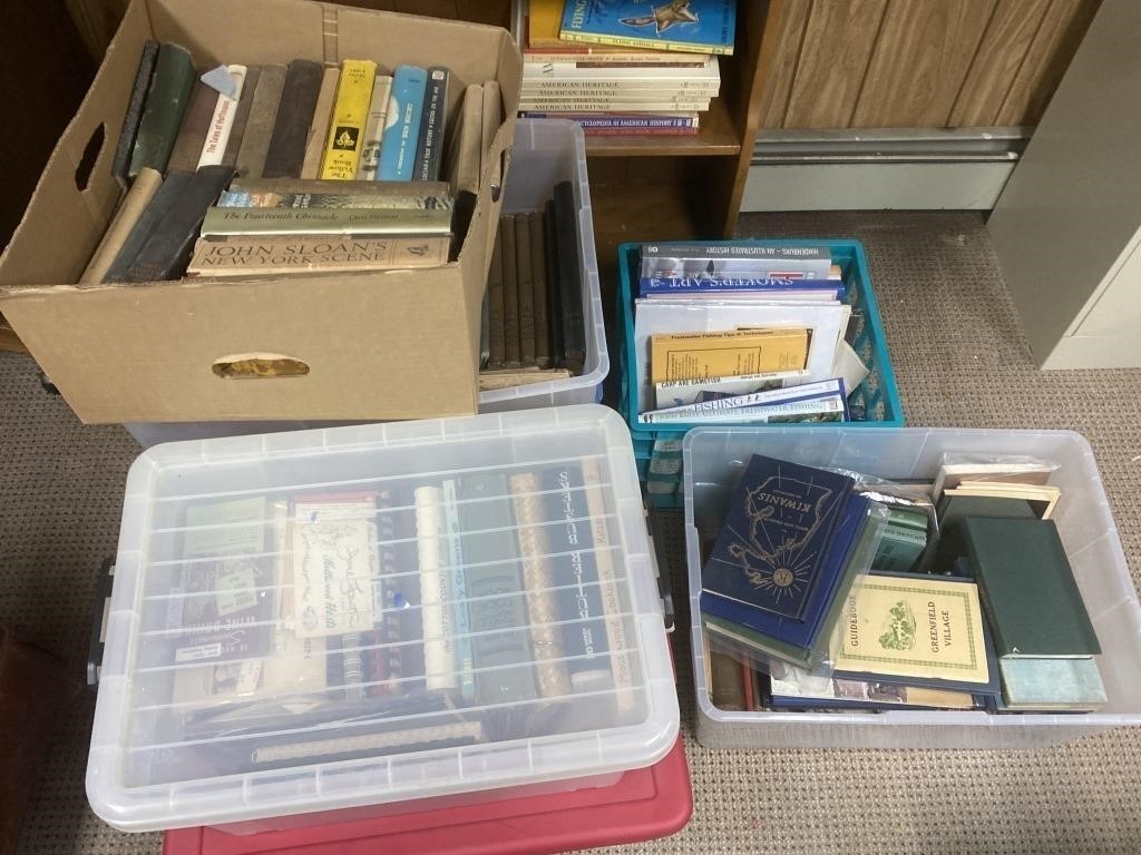 5 Bins & 1 Box Of Vintage Books