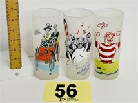 (3) Vintage Frosted Barware Tumblers