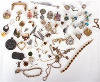 COSTUME JEWELRY PINS & EARRINGS - LOT OF 58