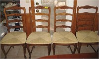 4 Pecan Cane Bottom Chairs