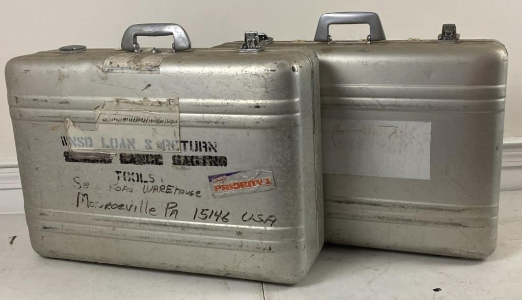 (2) Vintage Aluminum Camera cases, one has holes