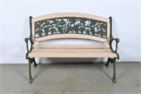 Wood and Green Cast Iron Bench