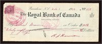 1947 Parrsboro NS Bank Cheque