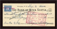 1944 Victoria PEI Bank Cheque