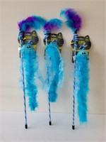 3 Quirky Kitty Cat Wands with catnip 18in