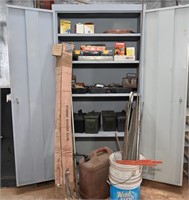 Metal Cabinet & All Contents- Ammo Cases, Rods