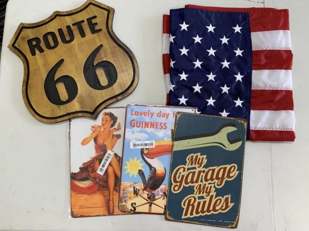 A 2.5’ x49” Flag & Wall Signs
