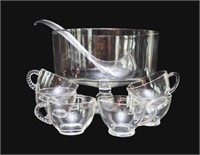 Vntg Glass Punch Bowl & Cup Set