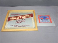 ~ Mount Royal Mirror Whisky Sign & Budweiser Sign