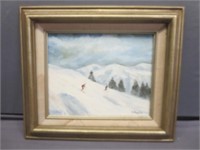 "Skiing" Oil Painting by S Bayliss 12x14"