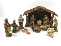 Vintage Hand Painted Nativity Set W/ Music Box