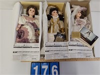 3 Porcelain 20" Seymour Mann Dolls With Papers