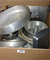box of metal baking dishes