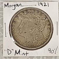 1921 D Morgan 90% Silver Dollar
