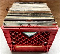 MILK CRATE OF VINYL RECORDS