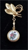 Floralic Watch Pin Bucherer Pendant 17 Jewel Watch