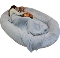 Human dog bed with blanket slightly used