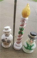 3 blow molds-Snowmen, Candle Stick