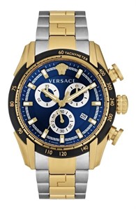 Versace Men's Gold Tone Blue Dial Quartz Watch