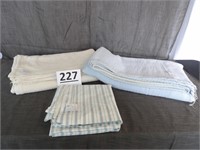 2 Cotton Blankets & Stripped Flat Sheet