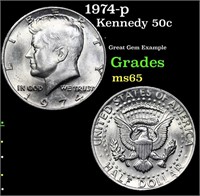 1974-p Kennedy Half Dollar 50c Grades GEM Unc