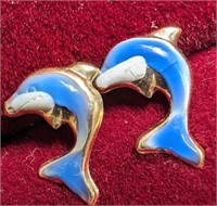 $120 14K  Dolphin Earrings