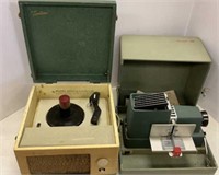 Slide projector and vintage record player