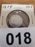 1834 CAPPED BUST DIME