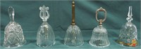 5 CRYSTAL GLASS HAND CALL BELLS LOT