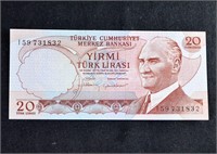 20 LIRASI TURKEY BANK NOTE BILL